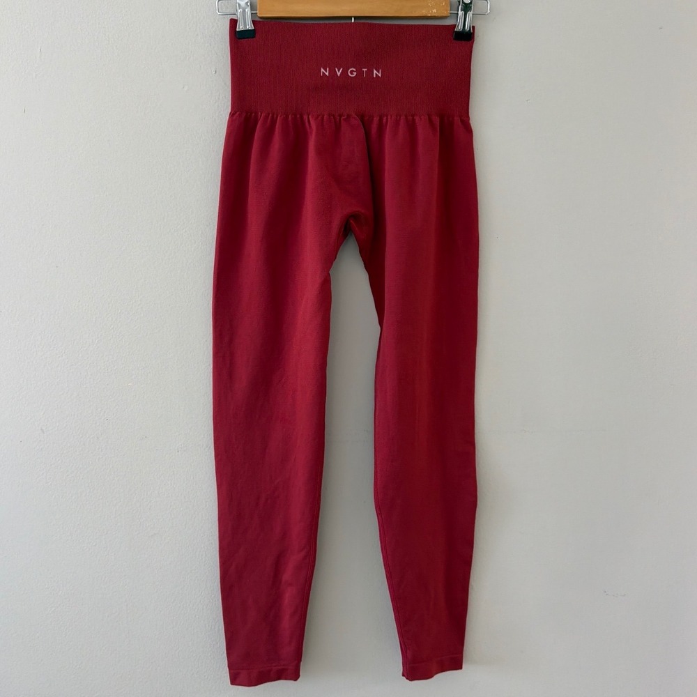 NVGTN Seamless Leggings Womens Small‎ Burgundy Red High Waisted Athletic Gym